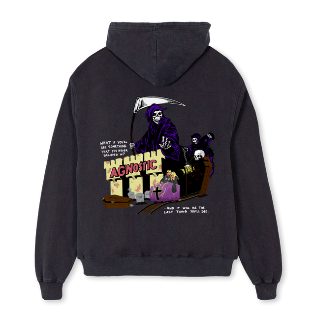 AGNOSTICDEATHVBH Vintage Black Oversized Zipped Hoodie.