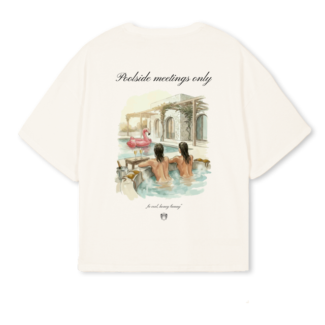 POOLSIDE Vintage White Oversized Boxy Tee.