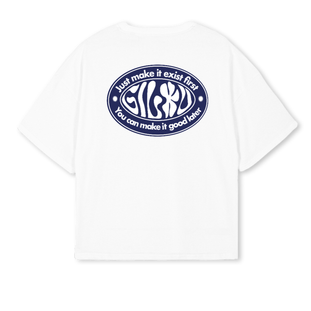 GILOUSHIRTONE White Oversized Boxy Tee.