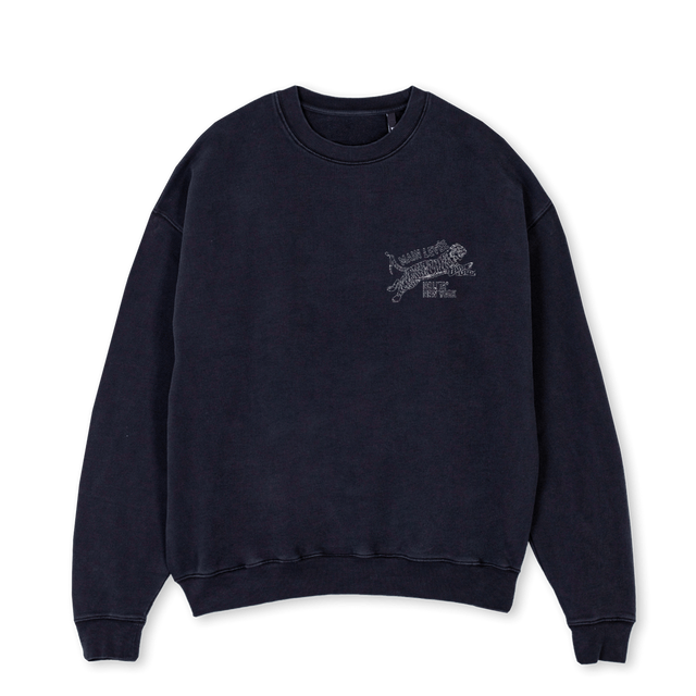 TIGEROUTLINECREW Vintage Black Oversized Crewneck Sweater.