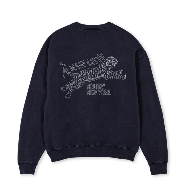TIGEROUTLINECREW Vintage Black Oversized Crewneck Sweater.