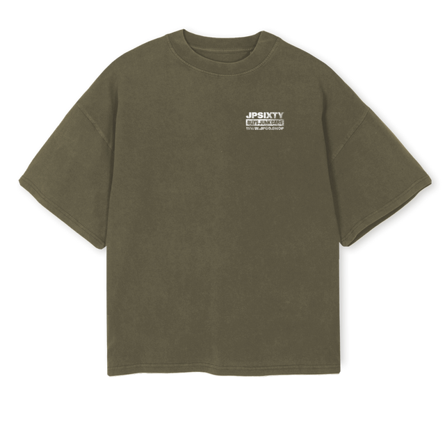 JUNKCARSSHIRT Vintage Olive Oversized Boxy Tee.