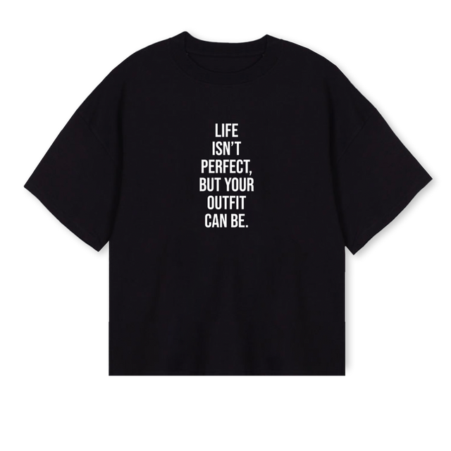 LIFEPICCOLO Black Oversized Boxy Tee.