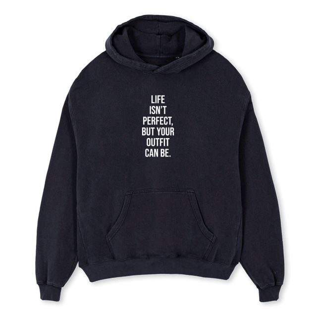 LIFEFELPAOVER Vintage Black Oversized Hoodie.