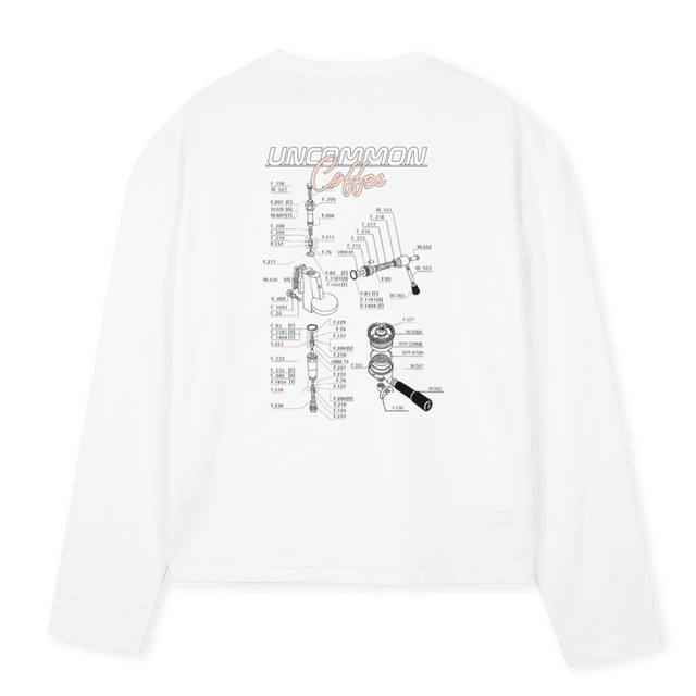 UP BEANS White Oversized Boxy LS Tee.