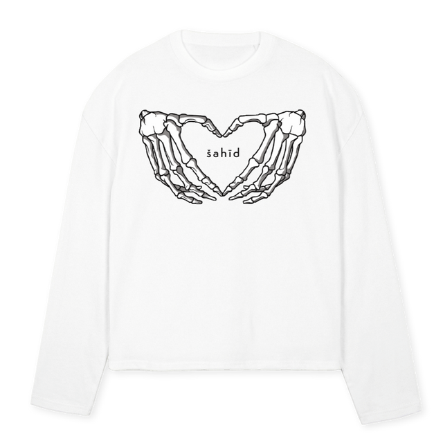 BRKN PPL SAVE  White Oversized Boxy LS Tee.