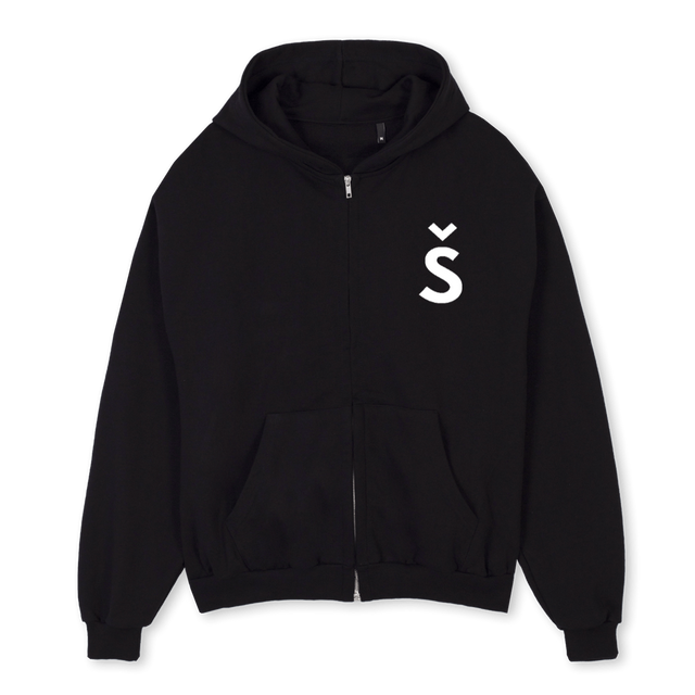 Š CHEST ŠAHID Black Oversized Zipped Hoodie.