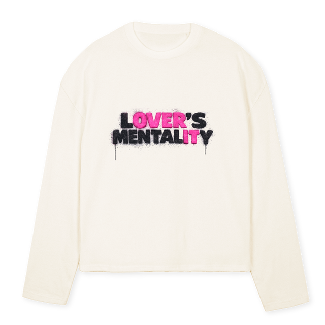 OVERIT Vintage White Oversized Boxy LS Tee.