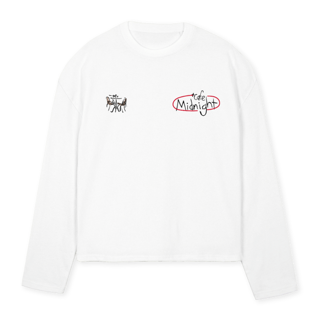 CAFEWHITELS White Oversized Boxy LS Tee.