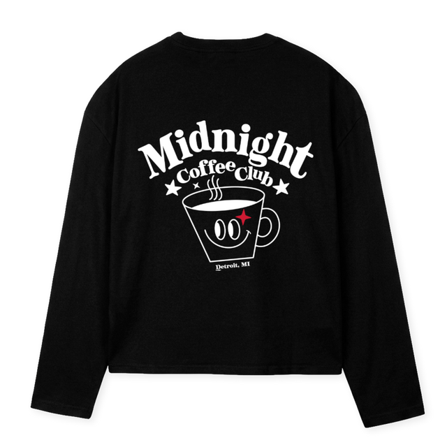 BLACKCUPLS Black Oversized Boxy LS Tee.