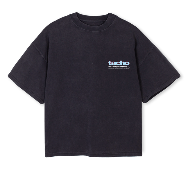 LEON Vintage Black Oversized Boxy Tee.