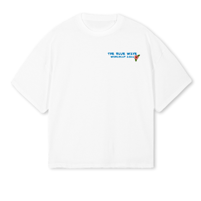 CURPEEBLUEWAVEWHITE White Oversized Boxy Tee.