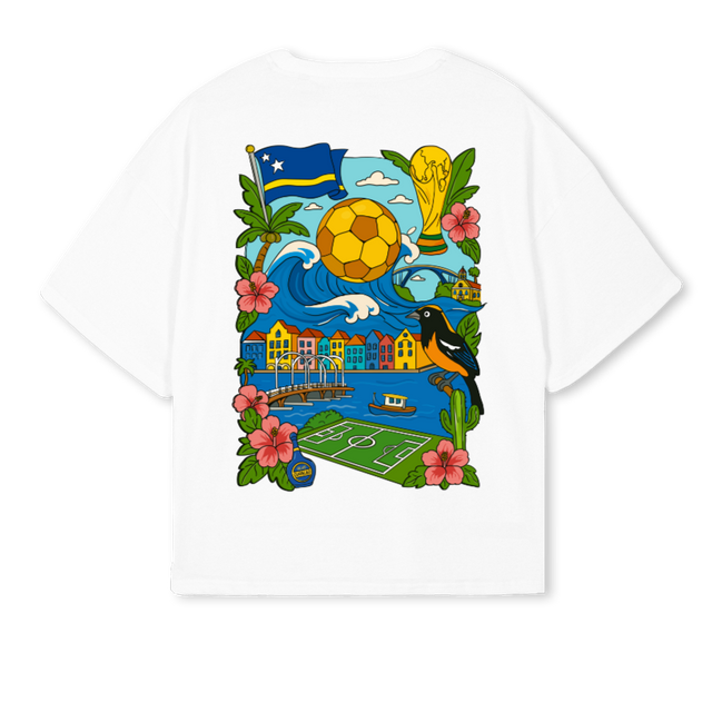 CURPEEBLUEWAVEWHITE White Oversized Boxy Tee.