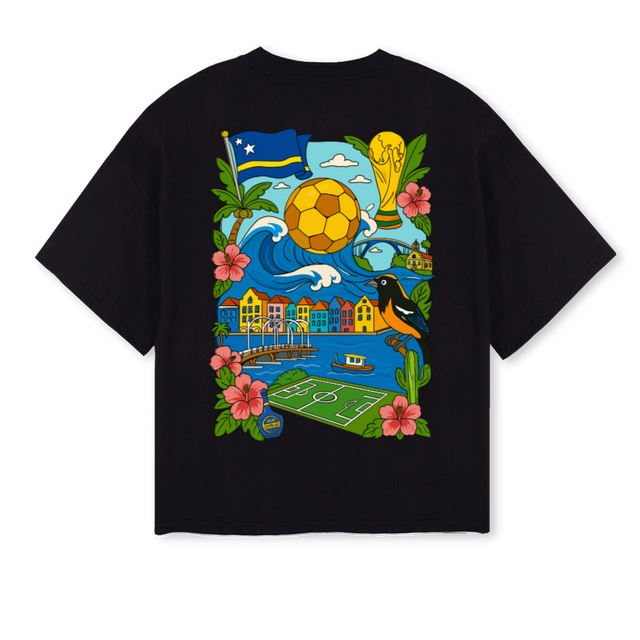 CURPEEBLUEWAVEBLACK Black Oversized Boxy Tee.