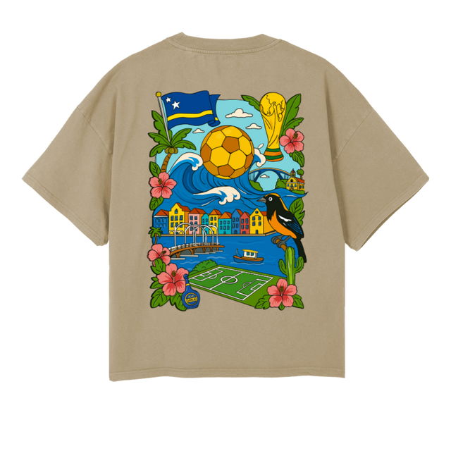 CURPEEBLUEWAVEBEIGE Vintage Dune Oversized Boxy Tee.