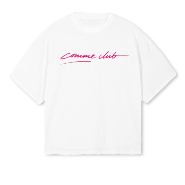 PINKVALNTINECC White Oversized Boxy Tee.