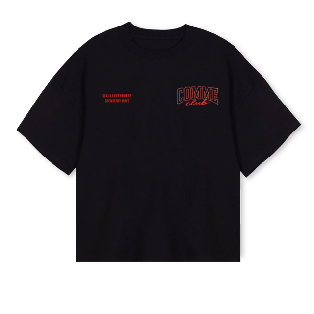 HOOKUPTEEVALENTINE Black Oversized Boxy Tee.