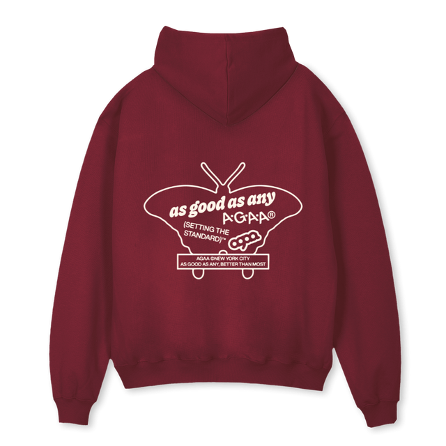 BUTTERFLYMEMBERSCLUB Burgundy Oversized Hoodie.