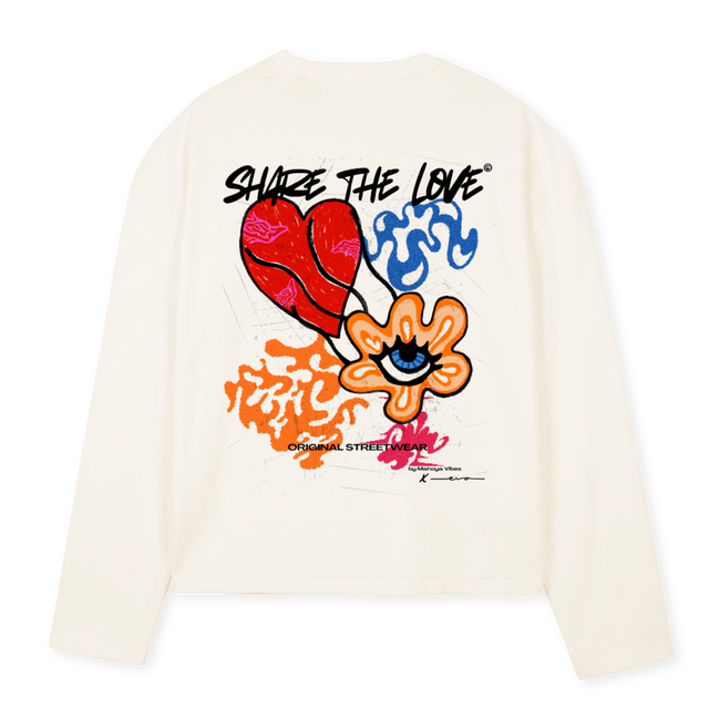 SHARETHELOVE Vintage White Oversized Boxy LS Tee.