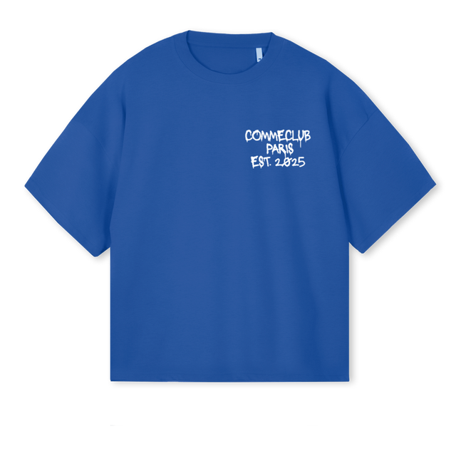 LOVEISADRUG Cobalt Blue Oversized Boxy Tee.