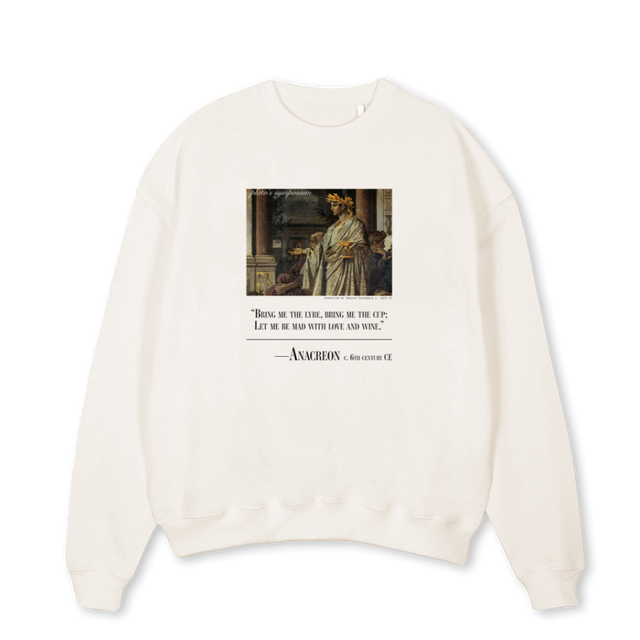 ANACREON Vintage White Oversized Crewneck Sweater.