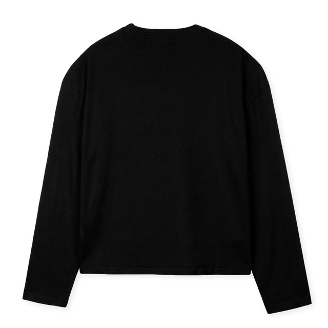 SPIRAL  Black Oversized Boxy LS Tee.