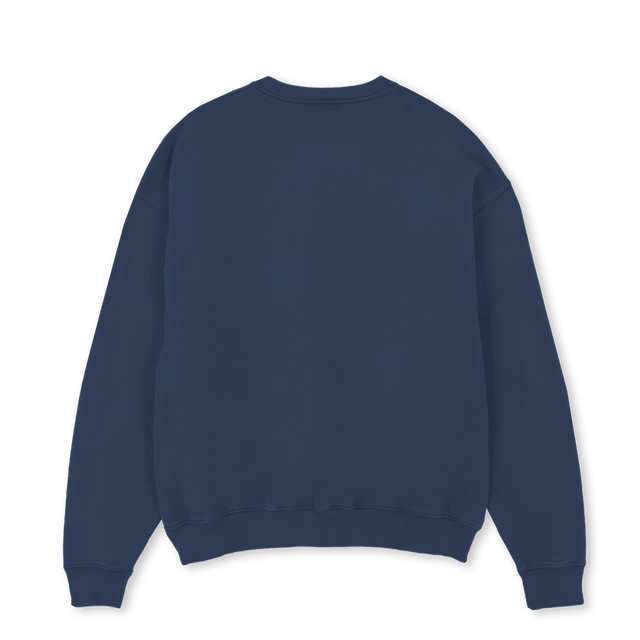 CREWNECKBETAHEART Navy Blue Oversized Crewneck Sweater.