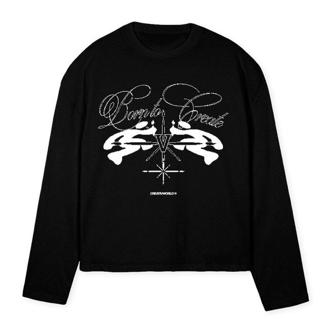 CRETOR Black Oversized Boxy LS Tee.