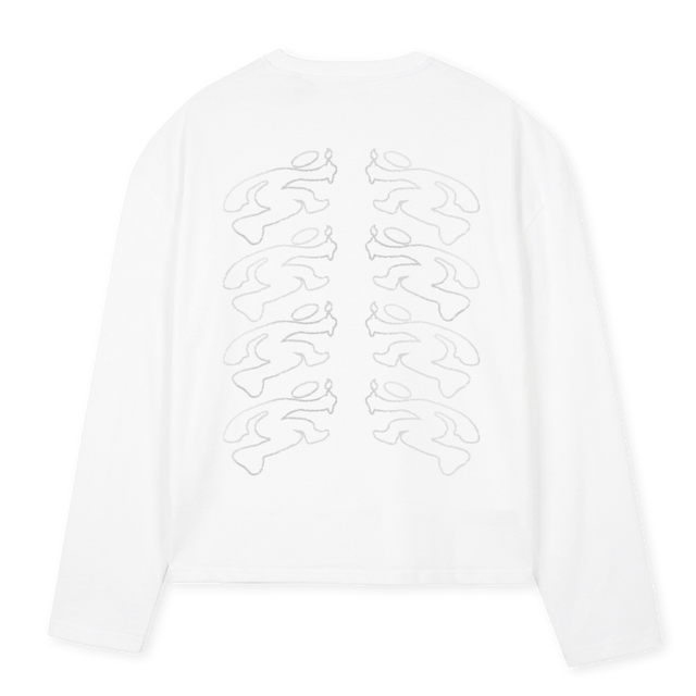 SKELETON  White Oversized Boxy LS Tee.