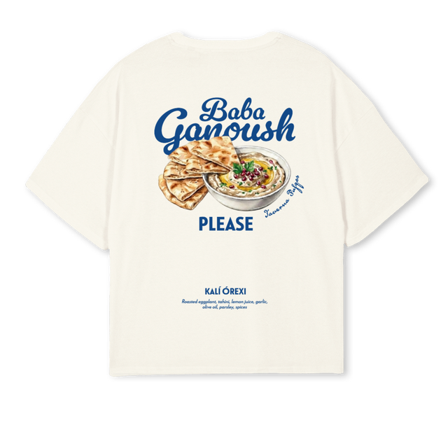 SAMPLEBABAGANOUSH Cream Oversized Boxy Tee.