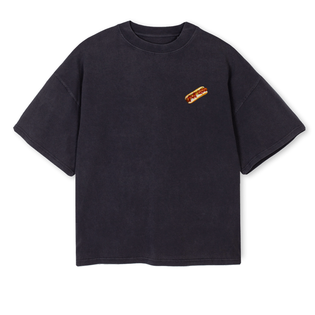 SAMPLEHOTDAWG Vintage Black Oversized Boxy Tee.