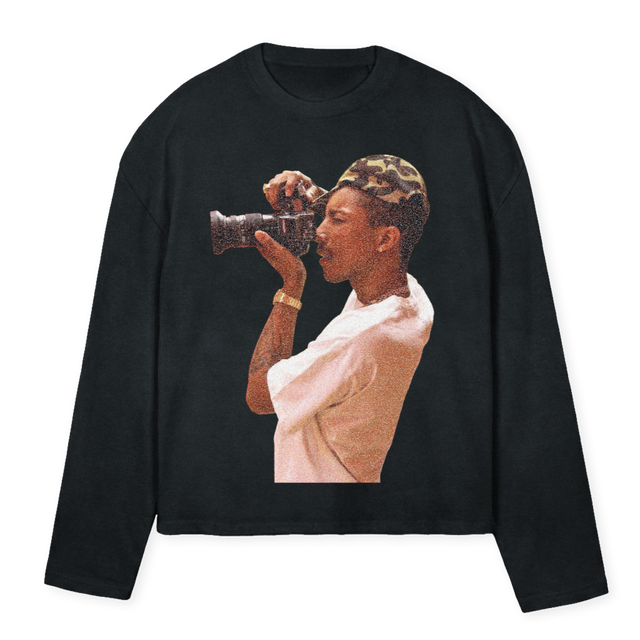 PHARELL Vintage Black Oversized Boxy LS Tee.
