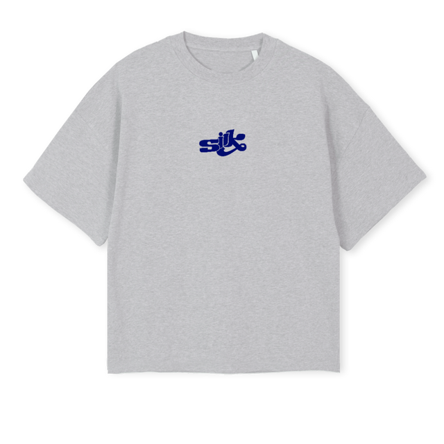 CLUBSILKCHAINTEE Light Grey Marl Oversized Boxy Tee.