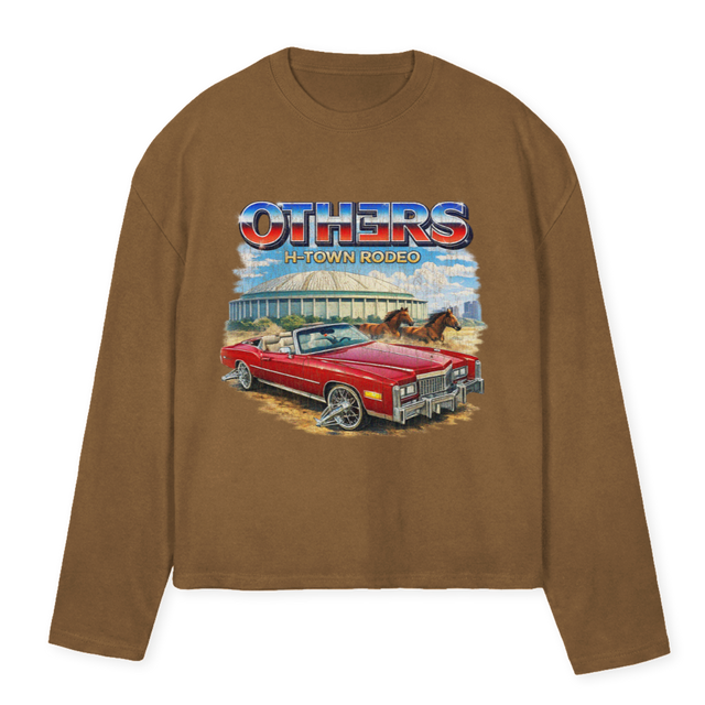 RODE TAN Vintage Tan Oversized Boxy LS Tee.