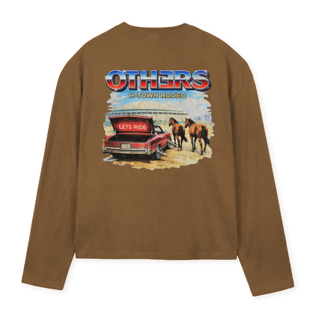 RODE TAN Vintage Tan Oversized Boxy LS Tee.