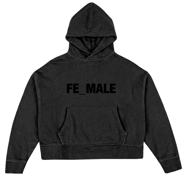 HODDIE FEMALE Vintage Black Oversized Boxy Hoodie.
