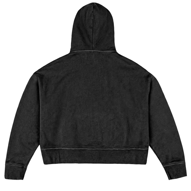 HODDIE FEMALE Vintage Black Oversized Boxy Hoodie.