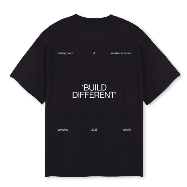 BUILD DIFFERENT Black Oversized Tee.