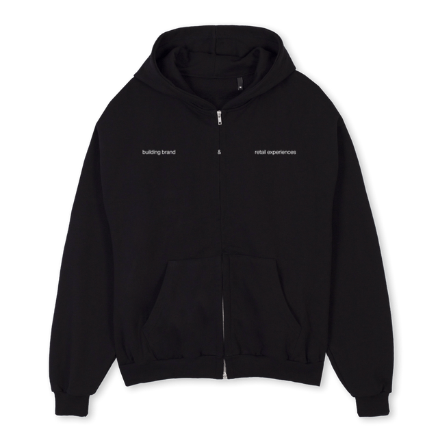 BUILD DIFFHOODIE Black Oversized Zipped Hoodie.