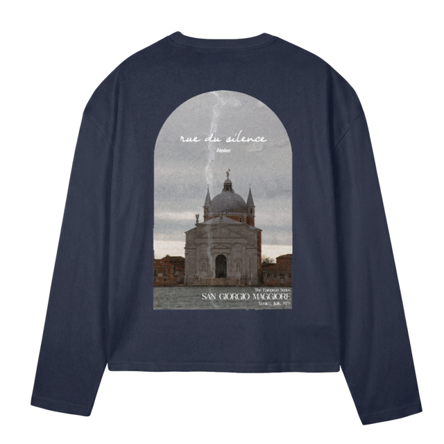 MAGGIORE Navy Blue Oversized Boxy LS Tee.