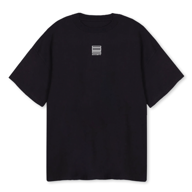 TAPEWHITE Black Oversized Tee.