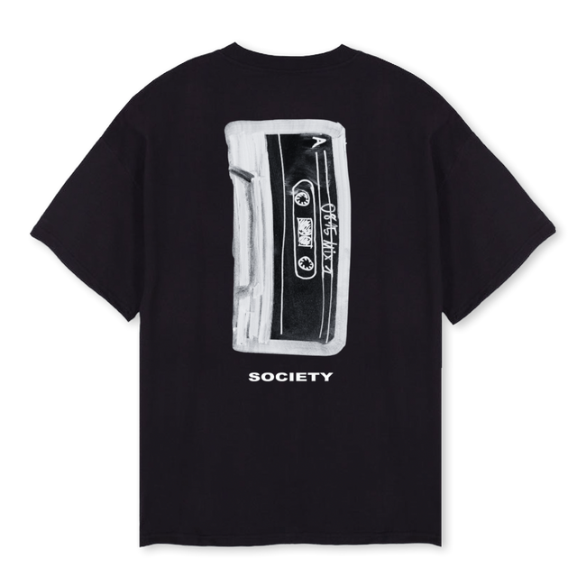 TAPEWHITE Black Oversized Tee.