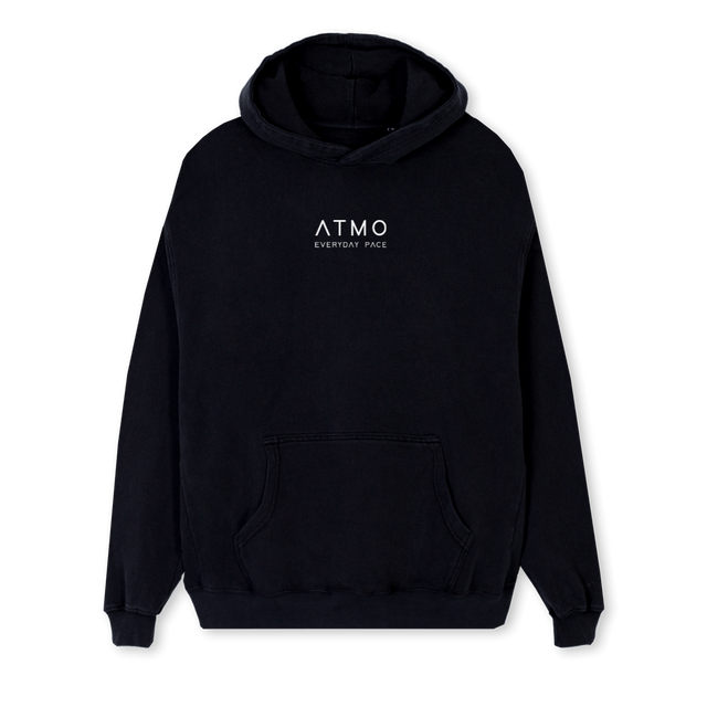 ATMO Black Regular Hoodie.