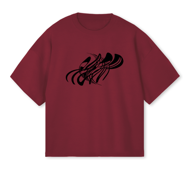 FDSHIRT KONTR Burgundy Oversized Boxy Tee.