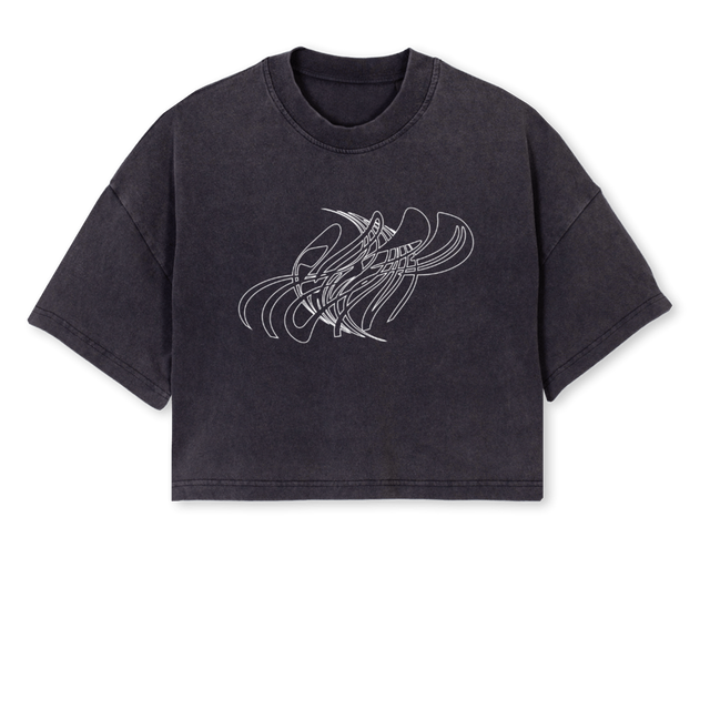 FDDD OUTLIDSNE CFFF Vintage Black Cropped Oversized Tee.