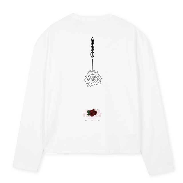 HUSH FLEURY White Oversized Boxy LS Tee.
