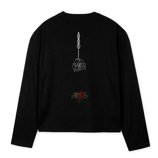 HUSH FLEURY Black Oversized Boxy LS Tee.