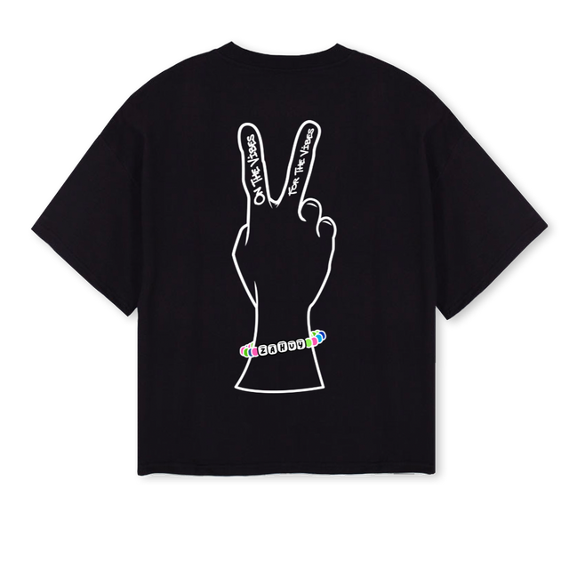 FORVIBES Black Oversized Boxy Tee.