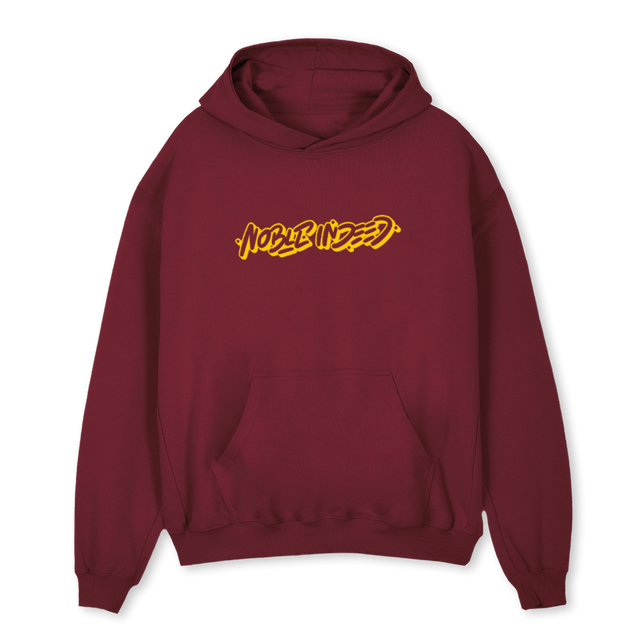 NOBLELOGO Burgundy Oversized Hoodie.