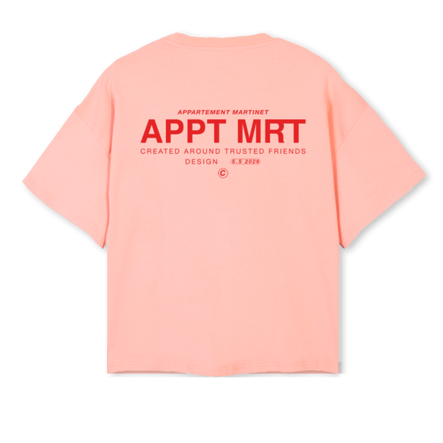 TRUSTED FRIENDS Pink Clay Oversized Boxy Tee.